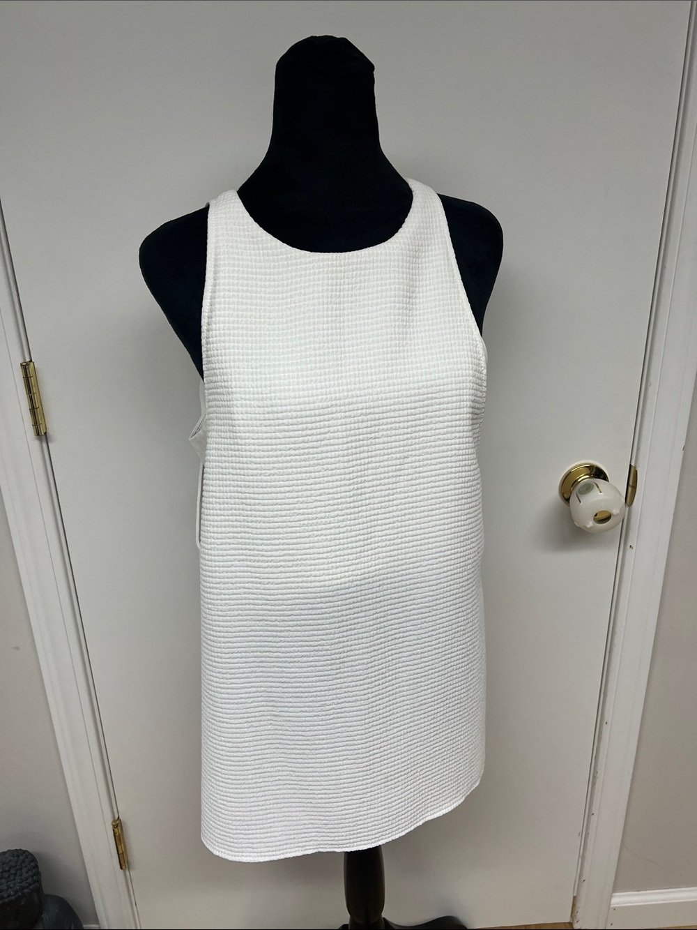 Helmut Lang White Textured Sleeveless Tunic